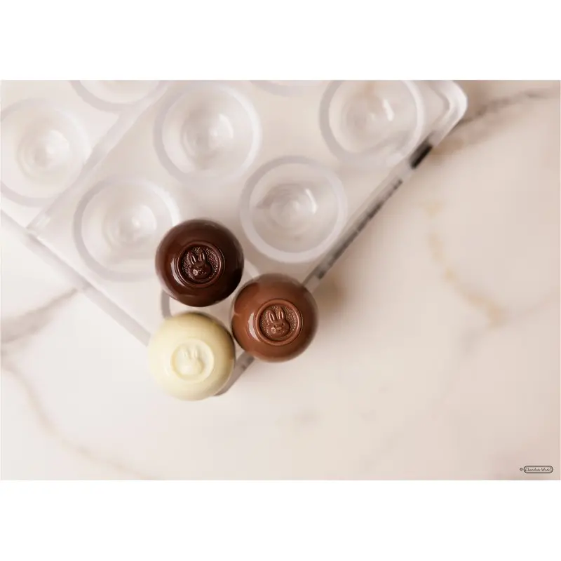 Polycarbonate Easter Bunny Chocolate Praline Mold - 30 mm x 30 mm x h 19 mm - 12 gr - 21 cavities
