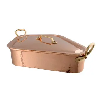 Mauviel M'Tradition Copper Turbot Kettle W/L + Gridle with Bronze Handles - 15.7 x 12''- 12 L / 4.8 Qt