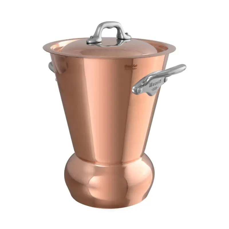 Mauviel M'Tradition Copper Potatoes Steamer with Stainless Steel Handles - 6.24''- 2.7 L / 2.9 Qt
