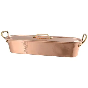 Mauviel M'Tradition Copper Fish Kettle W/L + Grid with Bronze Handles - 23.6 x 5.9''- 9.7 L / 10.3 Qt