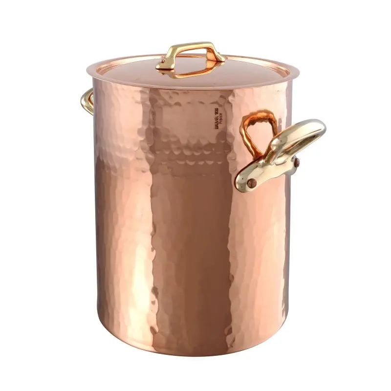 Mauviel M'Tradition Copper Soup Cooking Pot W/L with Bronze Handles - 9.36''- 13 L / 13.8 Qt