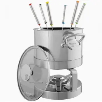 Mauviel Service en salle Fondue Pot with Stainless Steel Handles - 7.02''- 1.5 L / 1.7 Qt