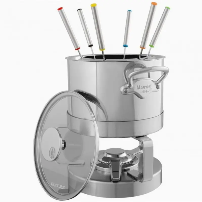 Mauviel Service en salle Fondue Pot with Stainless Steel Handles - 7.02''- 1.5 L / 1.7 Qt