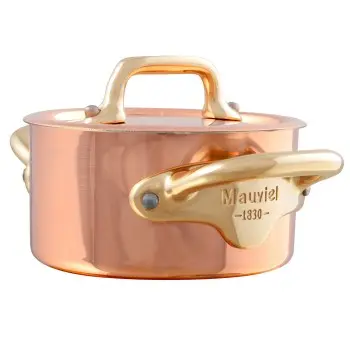 Mauviel M'Minis Copper Cocotte W/L with Bronze Handles - 3.51''- 0.3 L / 0.4 Qt
