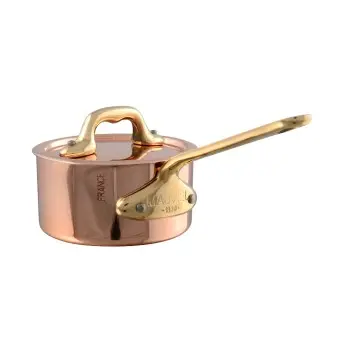 Mauviel M'Minis Copper Saucepan with lid with Bronze Handles - 3.51''