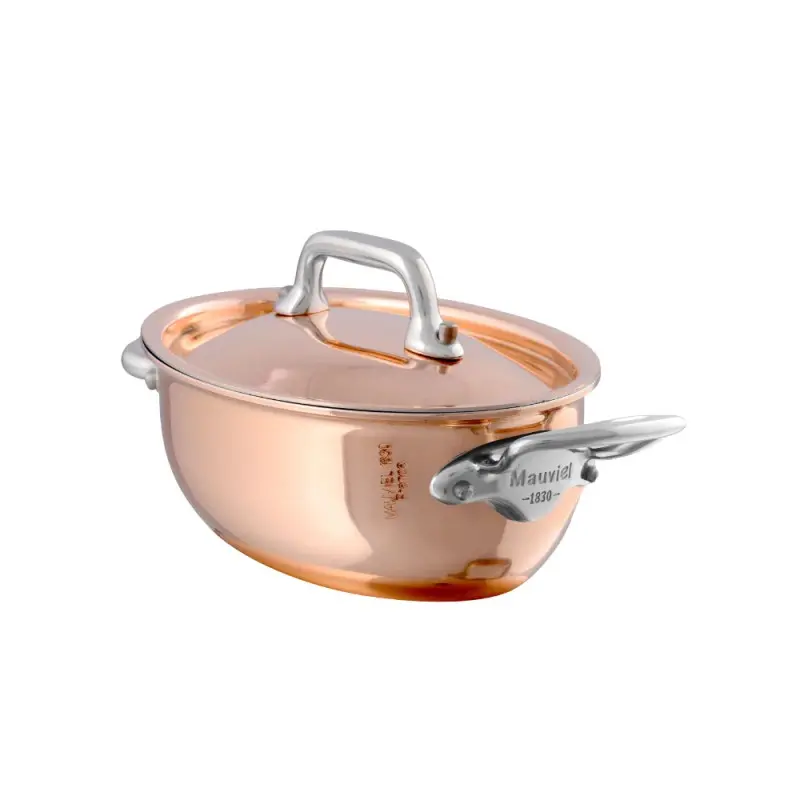 Mauviel M'Minis Copper Oval Cocotte W/L with Stainless Steel Handles - 4.68''