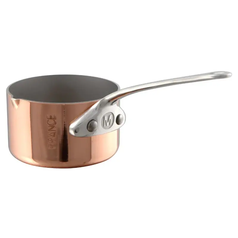 Mauviel M'Minis Copper Saucepan with Lip with Stainless Steel Handles - 2.73''- 0.15 L / 0.15 Qt