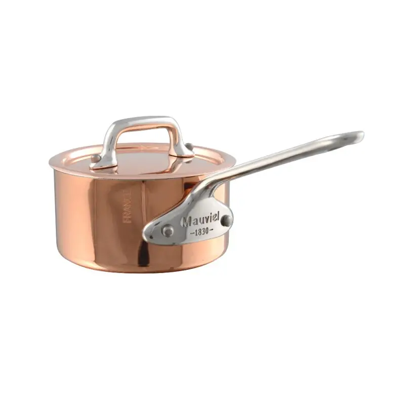 Mauviel M'Minis Copper Saucepan with lid with Stainless Steel Handles - 3.51''