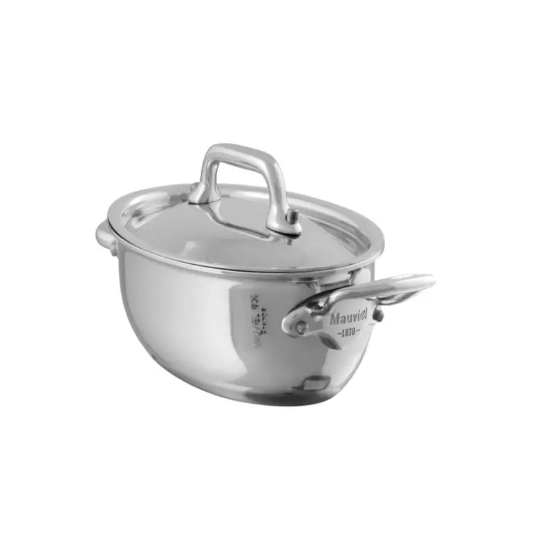 Mauviel M'Minis Stainless Steel Oval Cocotte W/L with Stainless Steel Handles - 4.68''