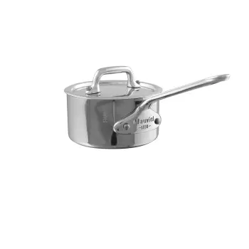 Mauviel M'Minis Stainless Steel Saucepan with lid with Stainless Steel Handles - 3.51''