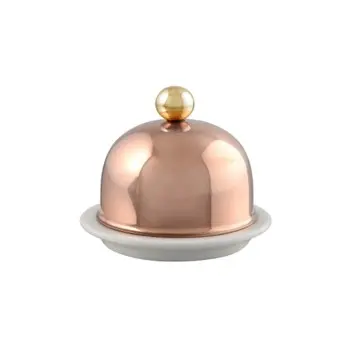 Mauviel M'Minis Copper Butter Dish with Bronze Handles - 3.5''- .04 L / .04 Qt