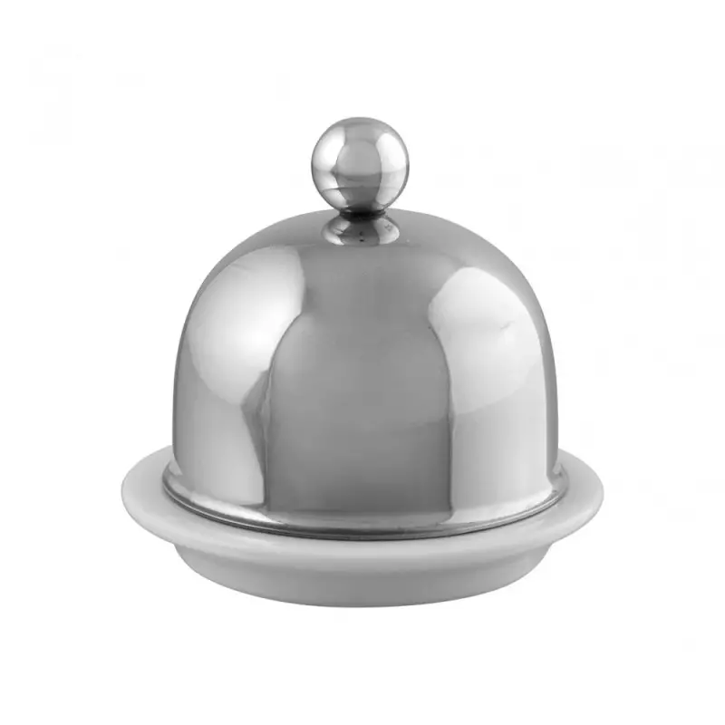 Mauviel M'Minis Stainless Steel Butter Dish - 3.5''- .04 L / .04 Qt