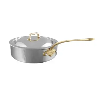 Mauviel M'ELITE B Stainless Steel PLAT SAUTER 28 A/CB M'ELITE BZ with Bronze Handles -
