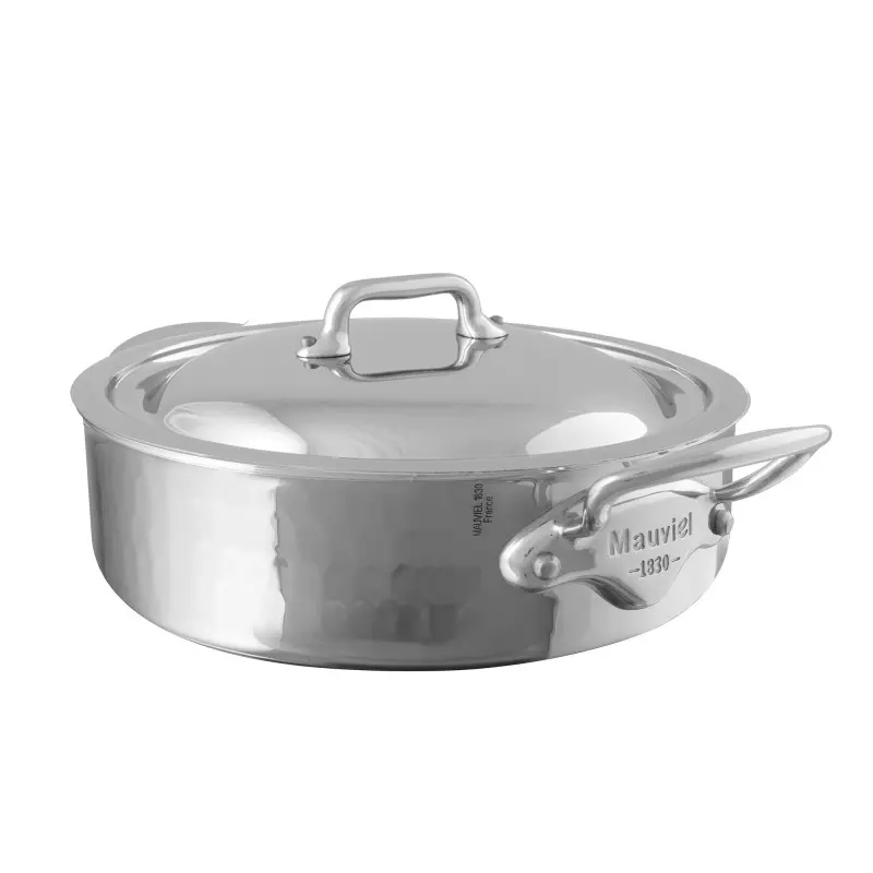 Mauviel M'Elite Stainless Steel Rondeau W/L with Stainless Steel Handles - 9.36''- 3.1 L / 3.4 Qt