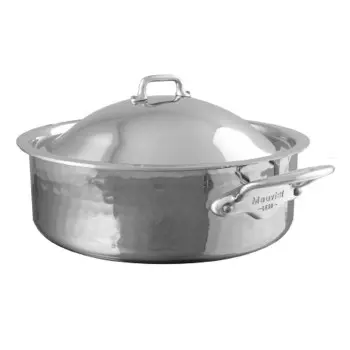 Mauviel M'Elite Stainless Steel Rondeau A/C DÔME with Stainless Steel Handles - 28''