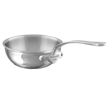Mauviel M'Elite Stainless Steel Curved Splayed Sautepan with Stainless Steel Handles - 7.8''