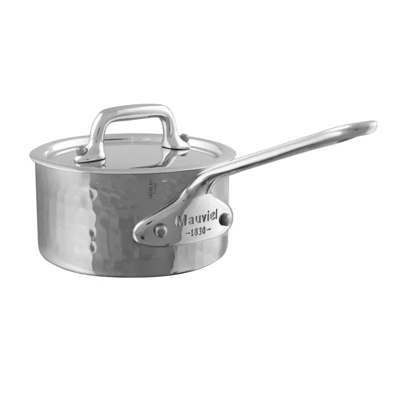 Mauviel M'Elite Stainless Steel Saucepan with lid with Stainless Steel Handles - 3.51''