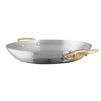 Mauviel M'Cook B Stainless Steel Round Pan with Bronze Handles - 10.92''