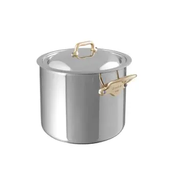 Mauviel M'Cook B Stainless Steel Stockpot W/L with Bronze Handles - 9.36'', 9.7-Qt