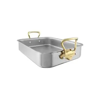 Mauviel M'Cook B Stainless Steel Roasting pan with Bronze Handles - 13.5 x 9.1''
