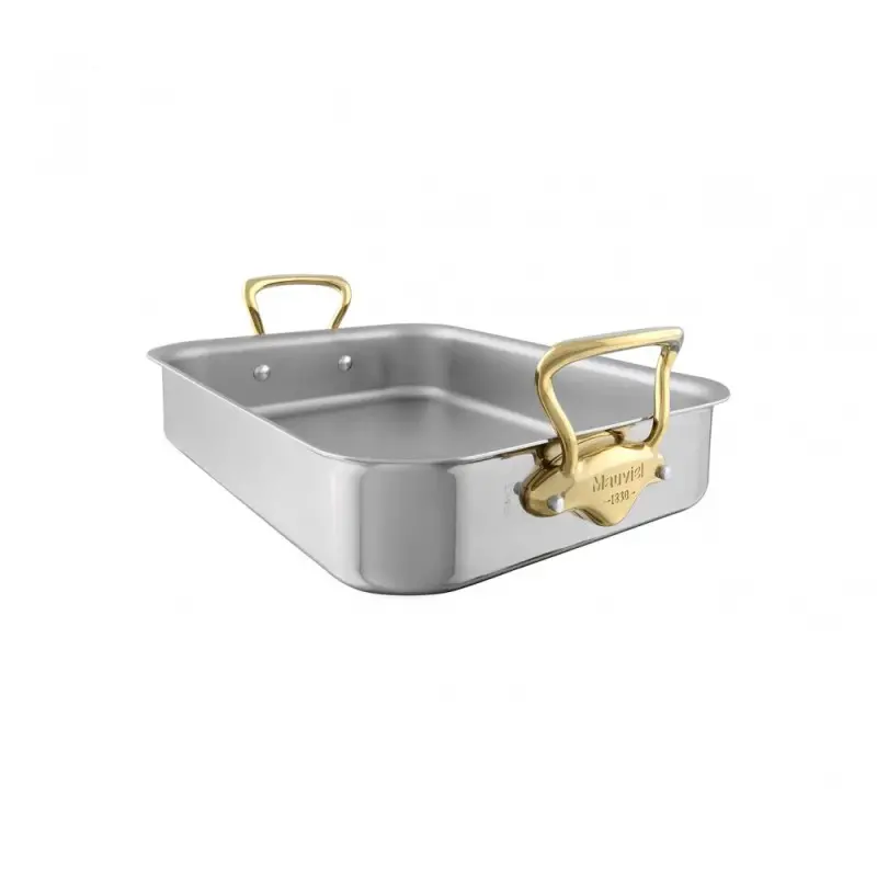 Mauviel M'Cook B Stainless Steel Roasting pan with Bronze Handles - 15.7 x 12''
