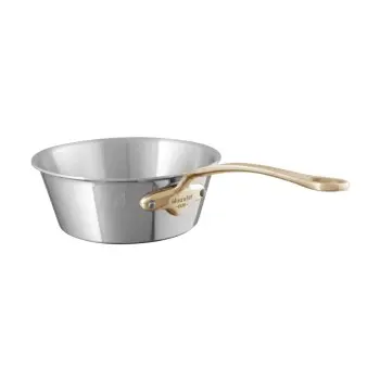 Mauviel M'Cook B Stainless Steel Splayed Sautepan with Bronze Handles - 7.8''- 2.2 L / 2.3 Qt