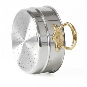 Mauviel M'Cook B Stainless Steel Steamer Insert with Bronze Handles - 9.36''