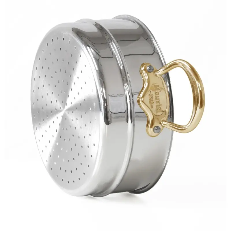 Mauviel M'Cook B Stainless Steel Steamer Insert with Bronze Handles - 9.36''