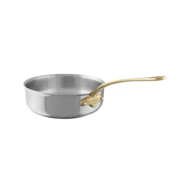 Mauviel M'Cook B Stainless Steel Sautepan with Bronze Handles - 9.36''- 3.1 L / 3.4 Qt