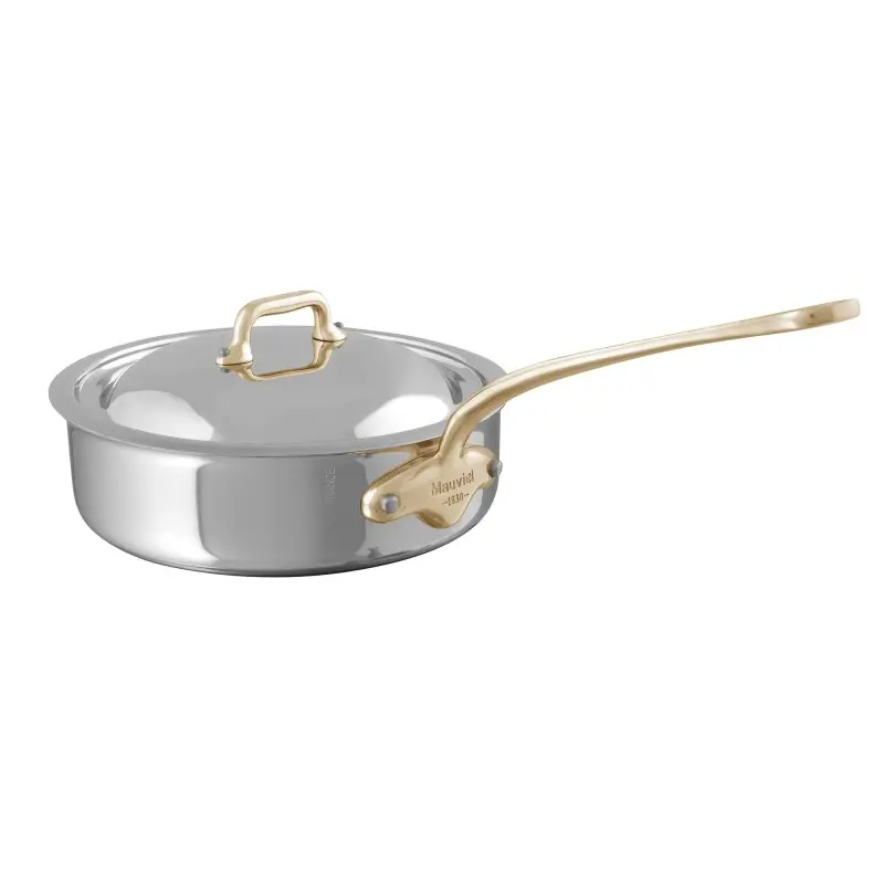 Mauviel M'Cook B Stainless Steel Sautepan W/L with Bronze Handles - 7.8''