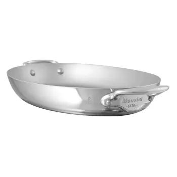 Mauviel M'Cook Stainless Steel Oval Pan with Stainless Steel Handles - 11.7''