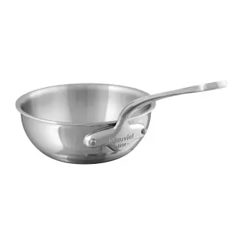 Mauviel M'Cook Stainless Steel Curved Splayed Sautepan with Stainless Steel Handles - 7.8''- 1.8 L / 1.1 Qt