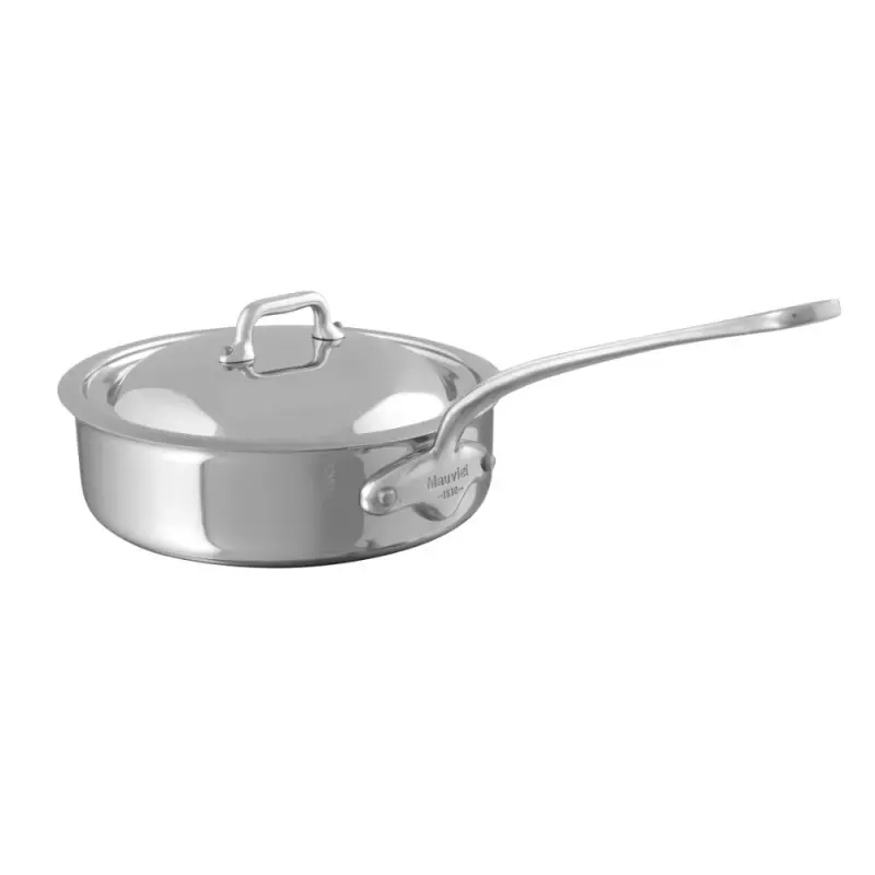 Mauviel M'Cook Stainless Steel Sautepan W/L with Stainless Steel Handles - 7.8''- 1.8 L / 1.8 Qt