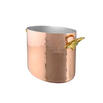 Mauviel M'30 Copper Oval Champagne Bucket with Bronze Handles - 10.14''