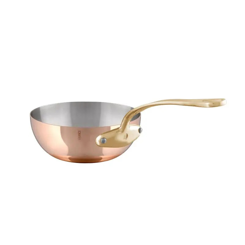 Mauviel M'200 B Copper Curved Splayed Sautepan with Bronze Handles - 7.8'' Mauviel M'200 B Copper Curved Splayed Sautepan with Bronze Handles - 7.8''