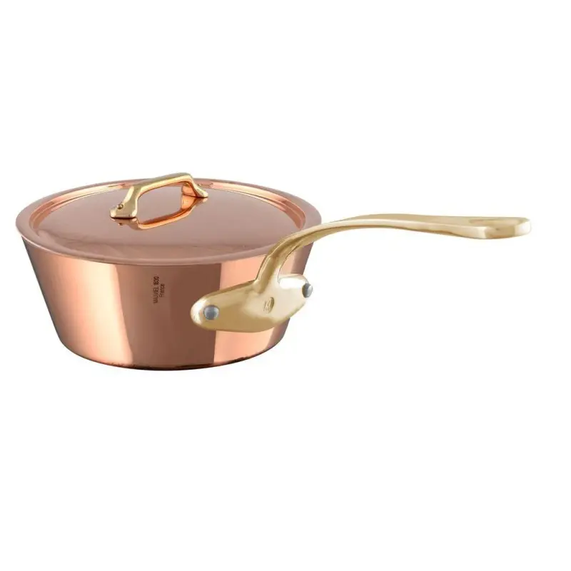 Mauviel M'200 B Copper Splayed Sautepan W/L with Bronze Handles - 9.36''