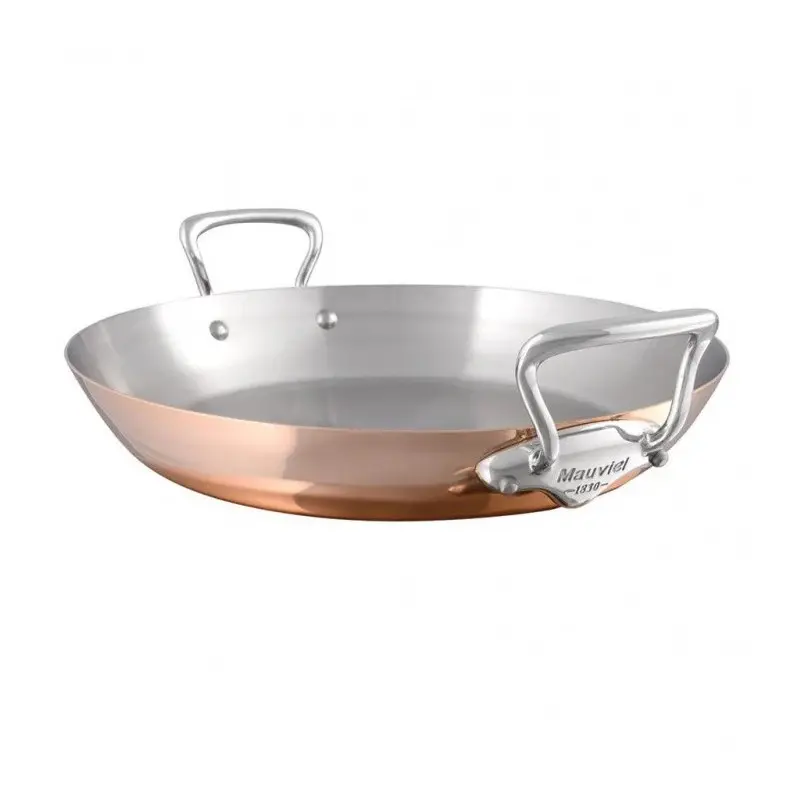 Mauviel M'150 S Copper Paella pan with Stainless Steel Handles - 13.65''- 3.8 L / 3.2 Qt