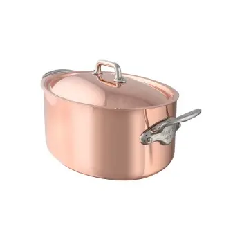 Mauviel M'150 S Copper Oval Cocotte W/L with Stainless Steel Handles - 11.7''- 6.6 L / 7.2 Qt