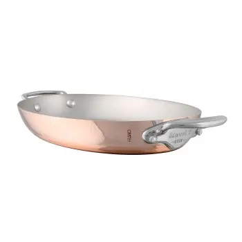 Mauviel M'150 S Copper Oval Pan with Stainless Steel Handles - 9.75''
