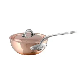Mauviel M'150 S Copper Curved Splayed Sautepan W/L with Stainless Steel Handles - 6.24''