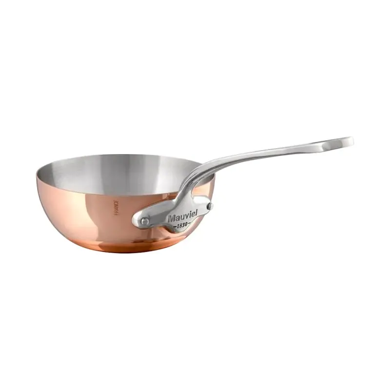 Mauviel M'150 S Copper Curved Splayed Sautepan with Stainless Steel Handles - 7.8''- 1.9 L / 2.1 Qt Mauviel M'150 S Copper Curved Splayed Sautepan with Stainless Steel Handles - 7.8''- 1.9 L / 2.1 Qt