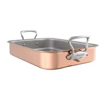 Mauviel M'150 S Copper Roasting pan with Stainless Steel Handles - 15.7 x 12''