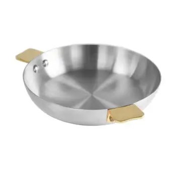 Mauviel Art déco Stainless Steel Round Pan with Bronze Handles - 6.24''