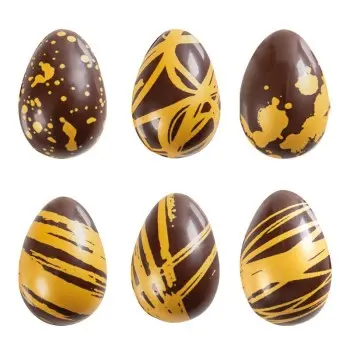 Belgian Chocolate Decoration - Egg Decor 3D Gold Decorations - 3,8 cm x 2,4 cm - 64 pcs