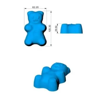 SILMAE Silicone Teddy Bear Mold - 105mm x 62mm x 29,5mm - 10 Cavity - 118ml
