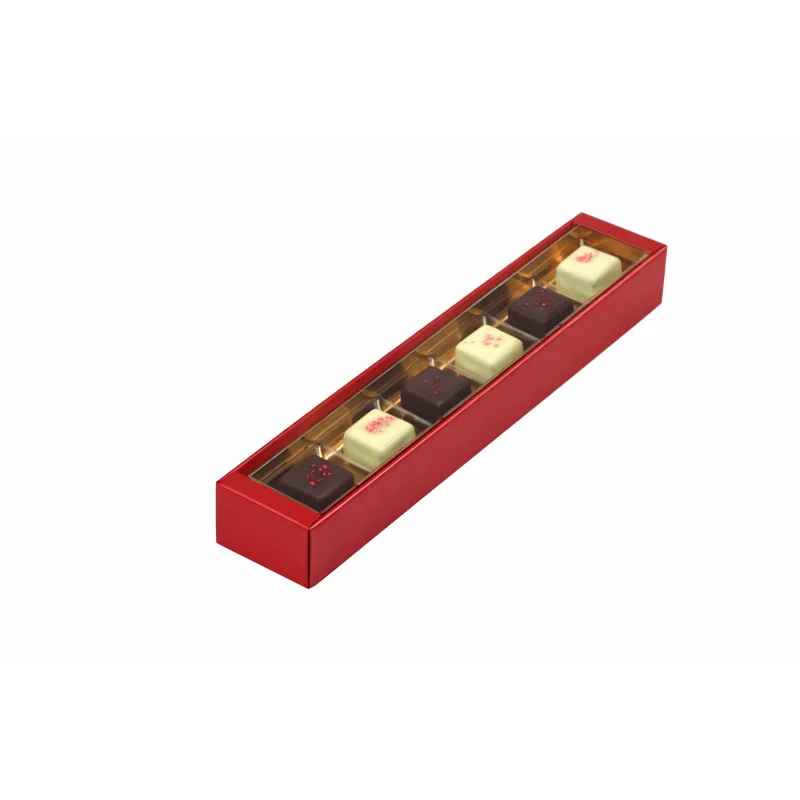 Deluxe Matte Red Chocolate Confectionery Box with clear lid 234 x 42 x 30 mm - Pack of 48