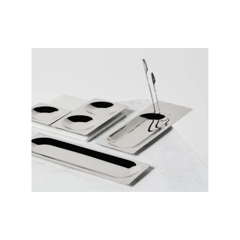 Professional Forged AISI 430 1/2 Ration Oval Plate + Stick Holder Lab 18/10 Accessories 4 u. - 28.5 x 9.5 x 2 cm