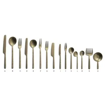 Professional Forged AISI 420 Table Fork 3 Prongs Vintage Gold Kodai 3 mm. Vintage Gold 12 u. - 5 x 25 x 23.5 cm