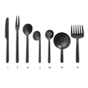 Professional AISI 430 Vintage Black Tabble Spoon Kodai 3 mm. Vintage Black 12u. - 5 x 25 x 19 cm