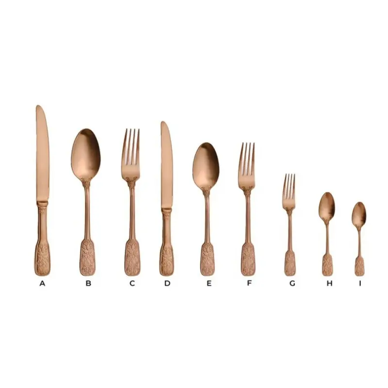 Professional AISI 304 Cake Fork Versailles 18/10 3.5 mm. Satin Copper 12 u. - 5 x 25 x 18 cm